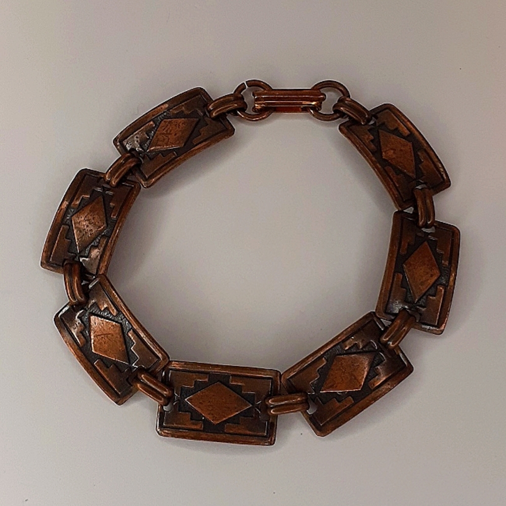Vintage Southwest Style Copper Bracelet 7.5" L